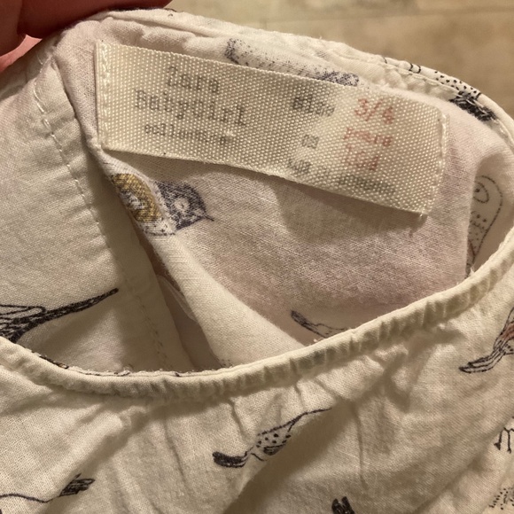 Zara Baby Girl Birds Shirt Sz 3-4 Years - Picture 9 of 9